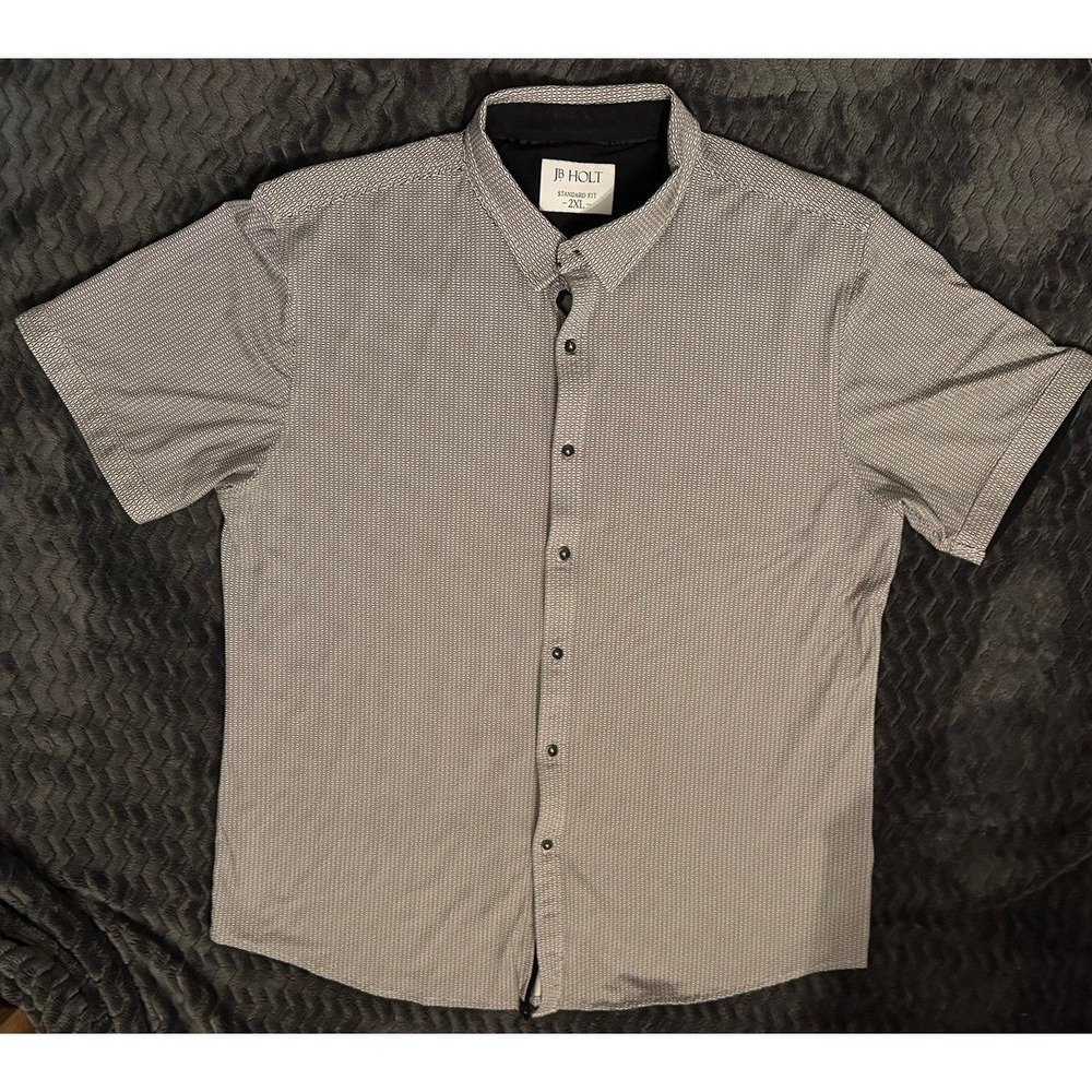 JB Holt Standard Fit Black Textured Button Front Dress Shirt Men's 2XL (570)
